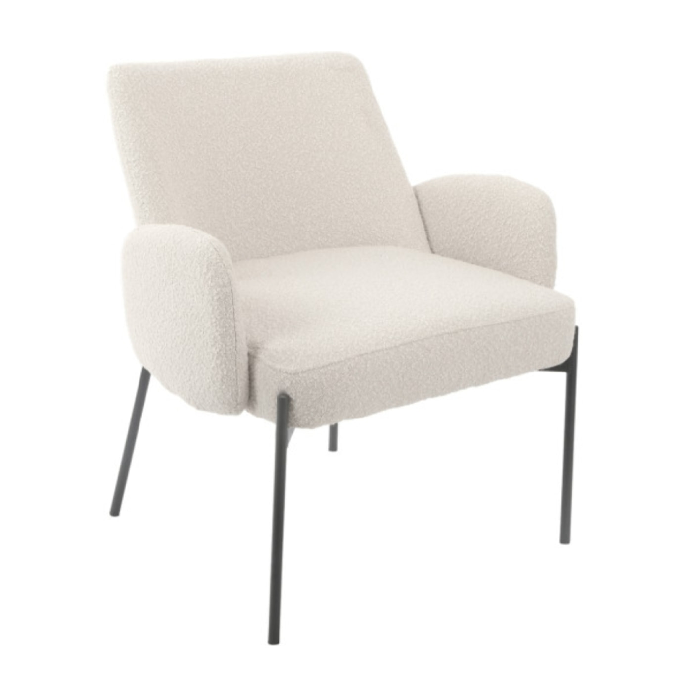 Fauteuil tissu bouclette écru imitation laine mouton - BOUCLE