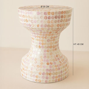 Table d'appoint en coquille de capiz rose ELORA