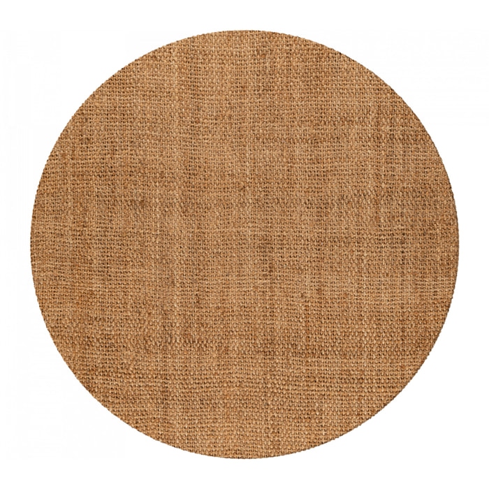 Tapis rond  en jute tissé main SUSI Beige motif uni à chevrons
