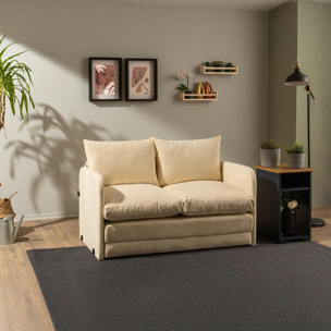 Canapé-lit d'appoint en tissu crème, 2 personnes ORURO