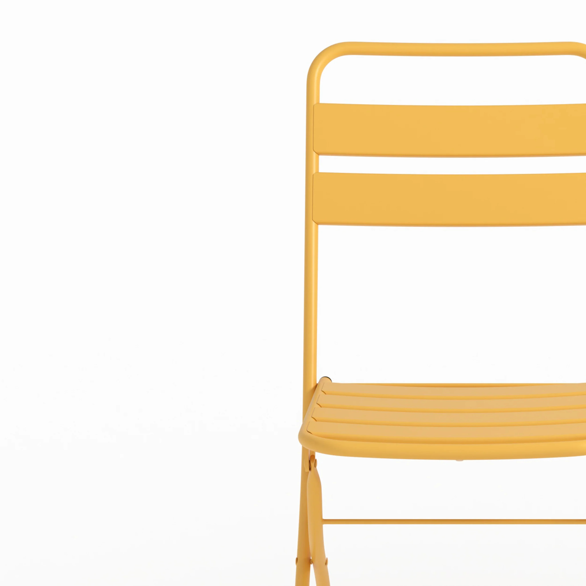 Table et chaises de jardin pliantes 4 personnes en métal jaune - Yumi