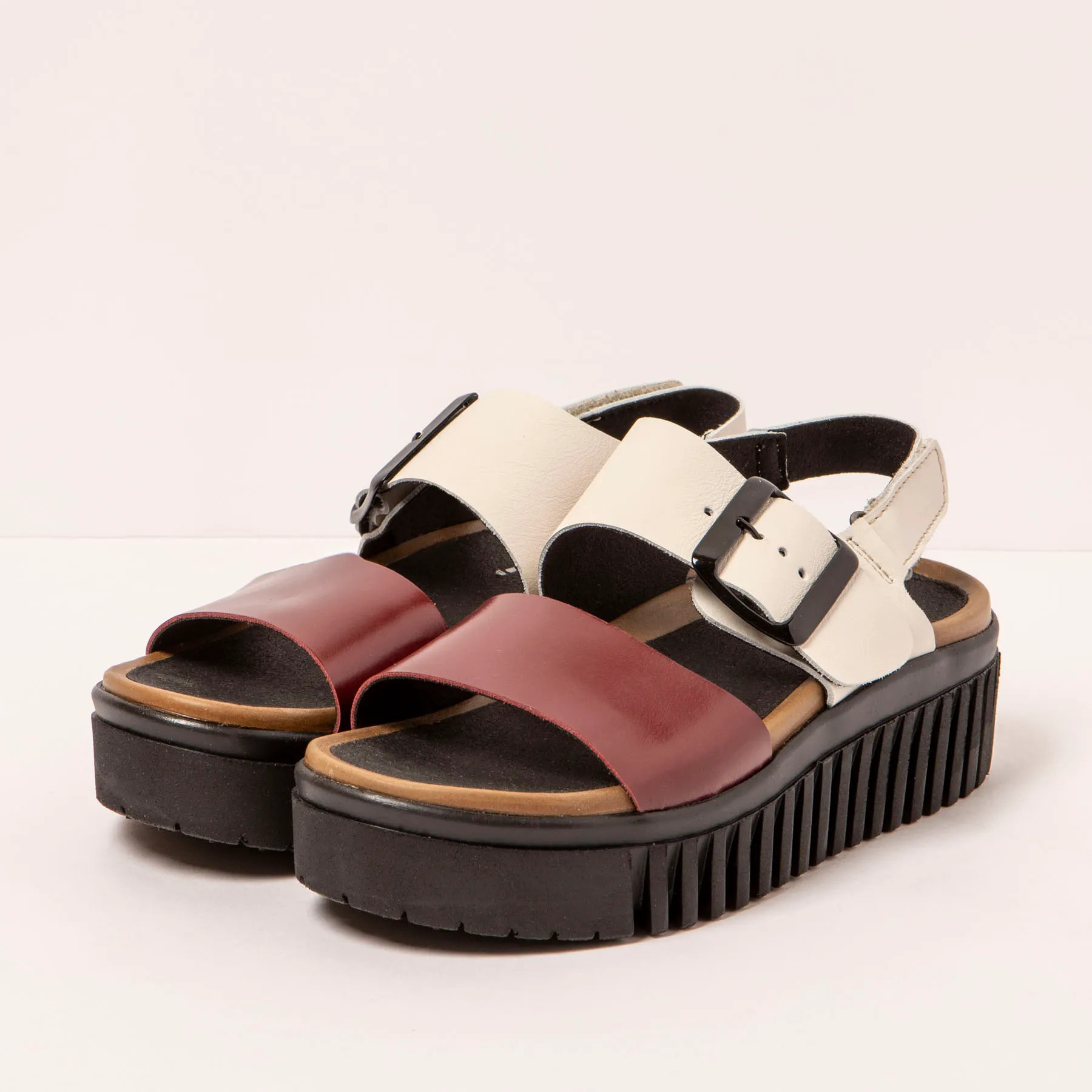 Sandalia de cuña 1578 MULTI CREAM-BURDEOS/BRIGHTON color Cream-burdeos