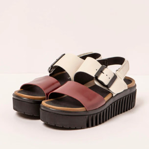 Sandalia de cuña 1578 MULTI CREAM-BURDEOS/BRIGHTON color Cream-burdeos