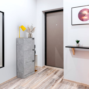 Scarpiera Portascarpe 3 Ante In Legno MDF Salvaspazio A Ribalta Maniglie A Scomparsa Per Ingresso Soggiorno Casa Camera 115x24x63 Cm Grigio Cemento