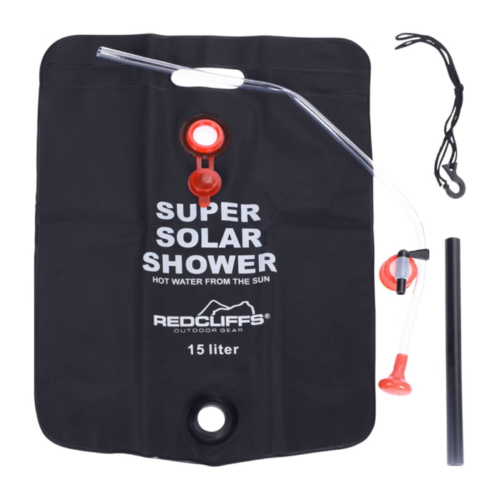 Well Home Bolsa de Ducha de Camping con Rociador de 15 Litros en color Negro