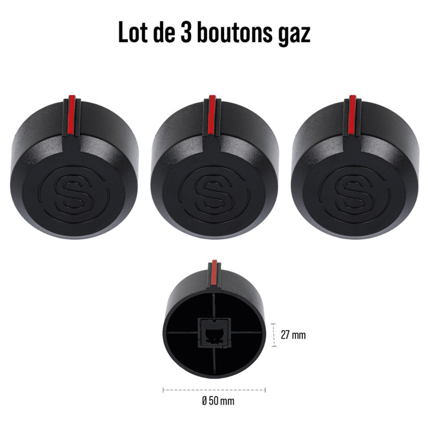 Lot 3 boutons de reglege universel  ø5 cm