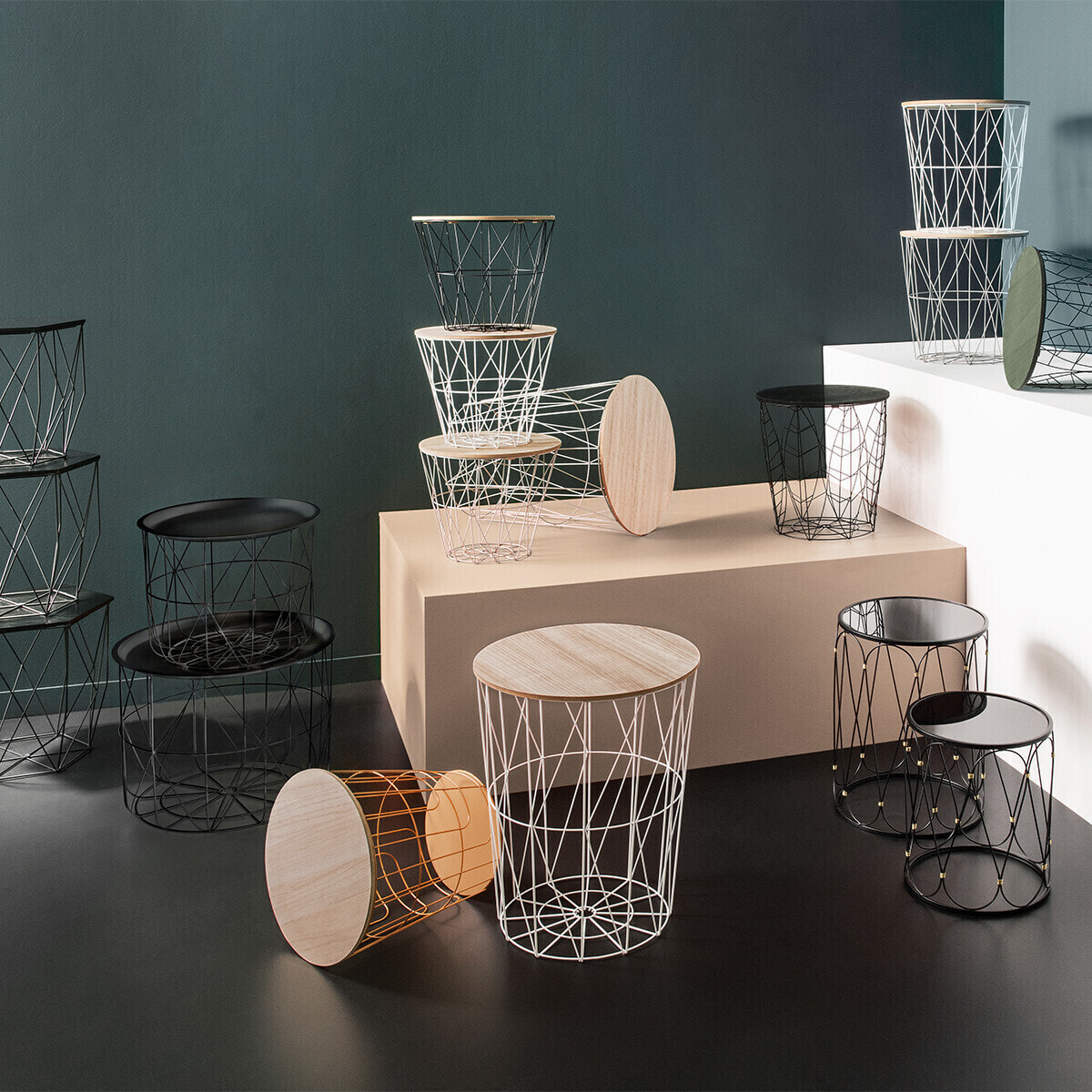 Table d'appoint "Kumi" noire D38 cm