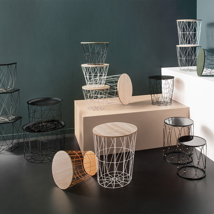 Table d'appoint "Kumi" noire D38 cm