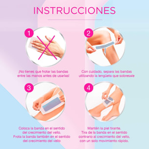 PACK 2 BANDAS DE CERA FRIA DEPILATORIA CUERPO Y PIERNAS PIEL SENSIBLE 40 BANDAS