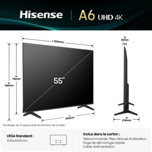 TV LED HISENSE 55A6Q 2025-55 pouces (139cm)