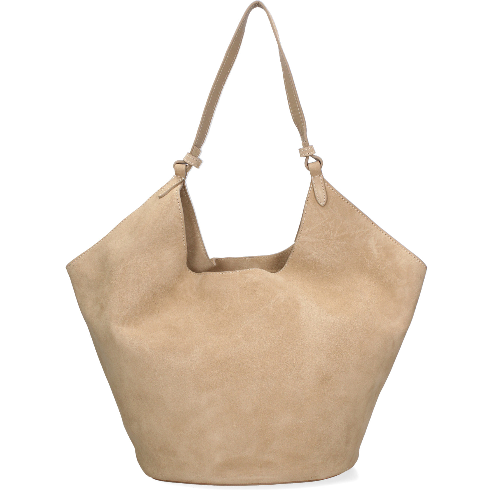 Borsa a spalla da donna - Modello Lisboa - Pelle Scamosciata - 27.0 x 38.0 x 21.5 cm