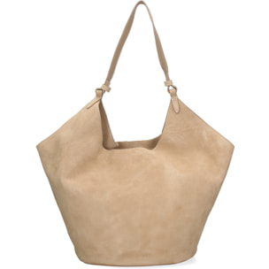 Borsa a spalla da donna - Modello Lisboa - Pelle Scamosciata - 27.0 x 38.0 x 21.5 cm