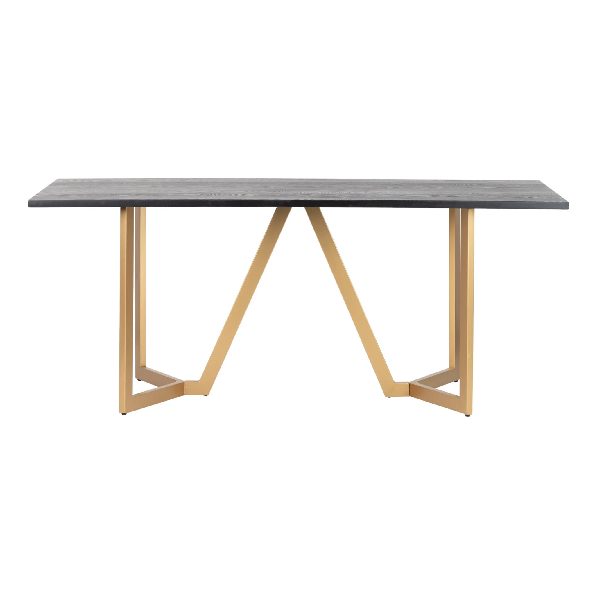 Mesa Comedor Mdf Metal Negra Dorada 180x90x75 Cm