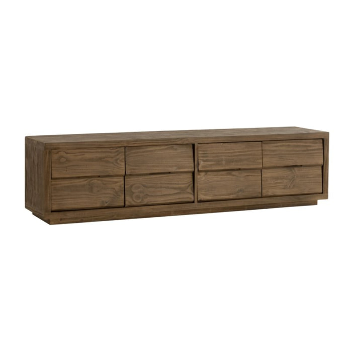 Meuble tv Piave -bois massif d'araucaria-couleur nogal 200 x 51 x 45 cm