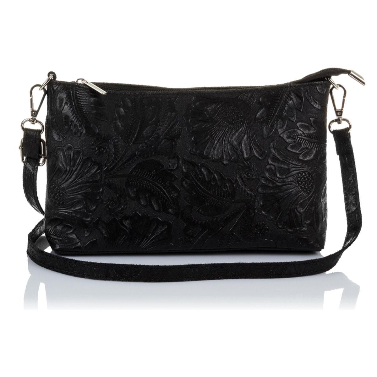 Martia Bolso bandolera Mujer.Piel auténtica Gamuza Grabado Arabesco