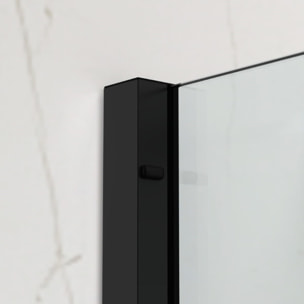 X-MOTION 110x200cm Paroi en verre coulissante Crystal Glass® 8 mm anticalcaire, avec bras et profilés Noir mat (SATBWIXM110C)