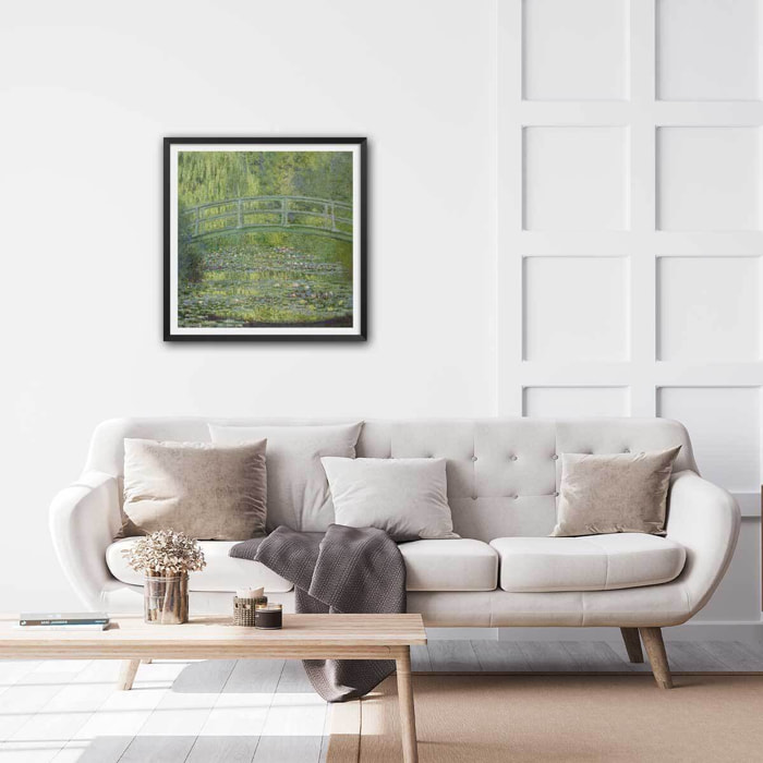 Poster Le pont japonais - Claude Monet Affiche + cadre en bois - Noir