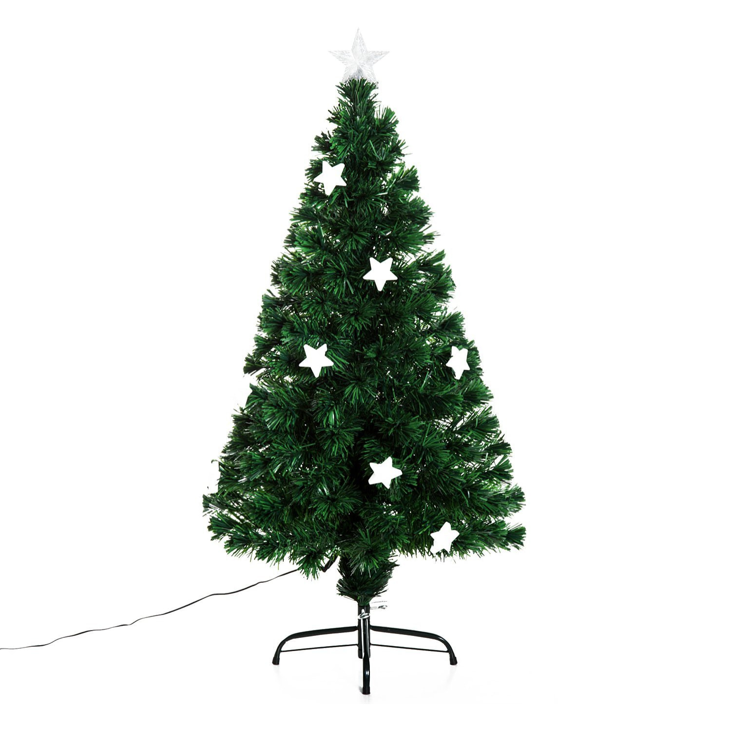 HOMCOM Albero di natale artificiale in fibra ottica con 16 luci LED a forma di stella Altezza 120 cm foltissimo