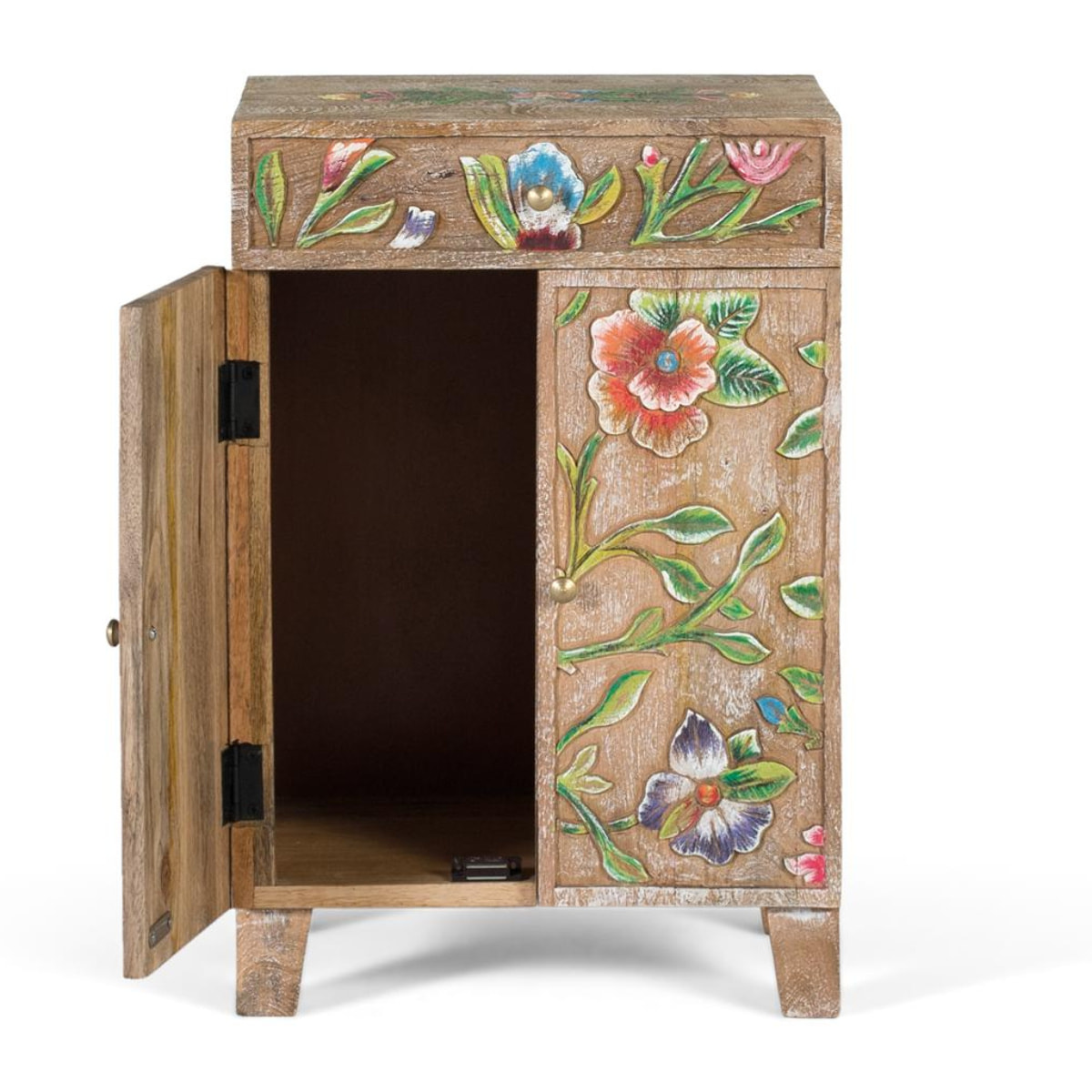 Muebles Auxiliare de Madera de Mango 42 Cm Estilo Artesanal Étnico