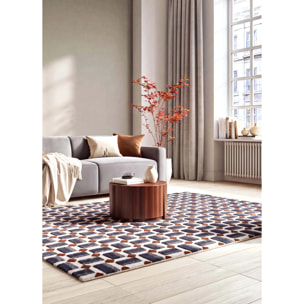 AMARA Alfombra geométrica con relieve azul, varias medidas disponibles.