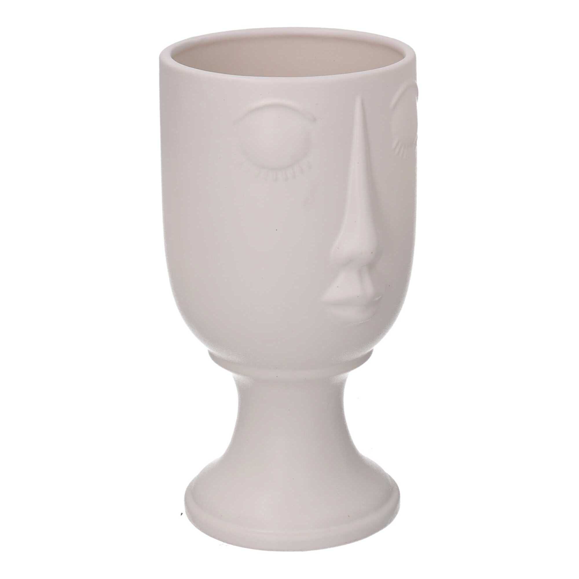 Portavaso in ceramica viso bianco cm14,2x12,8h25,3