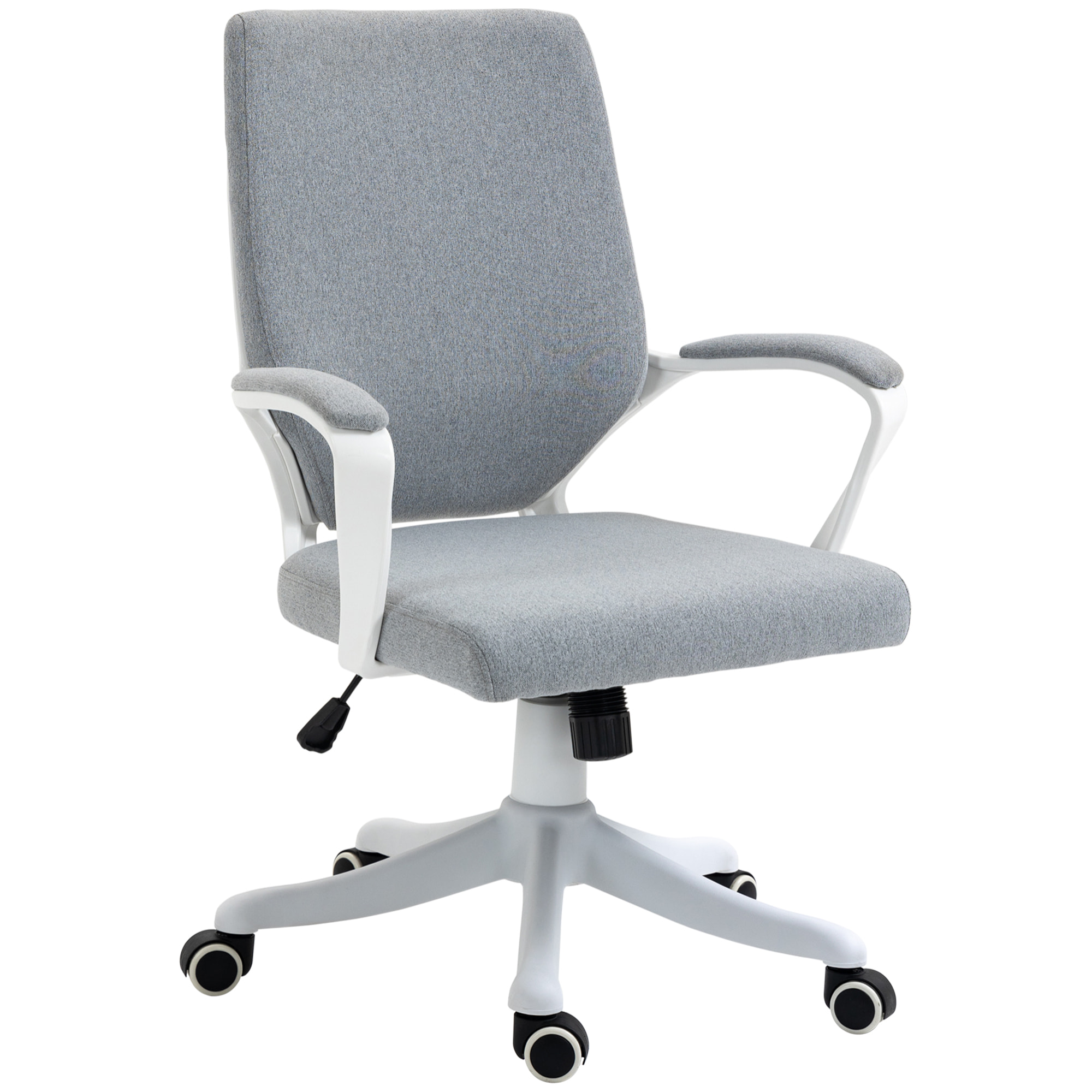 Silla de Oficina Giratoria Silla de Escritorio Ergonómica con Altura Ajustable Reposabrazos Acolchado y Soporte Lumbar Carga Máx. 120 kg 62x69x92-100 cm Gris