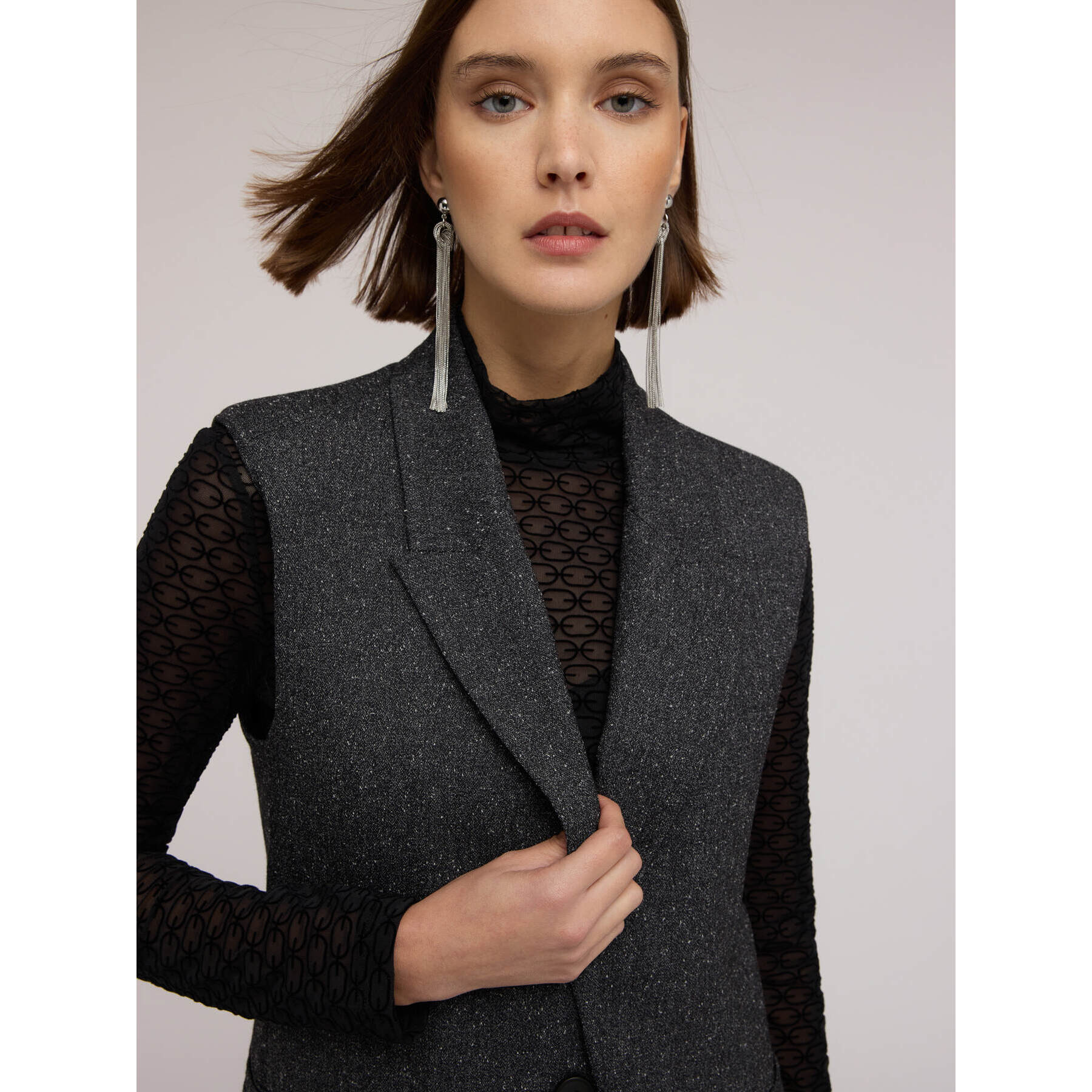 Motivi - Chaleco sartorial teñido en hilo con solapas - Gris