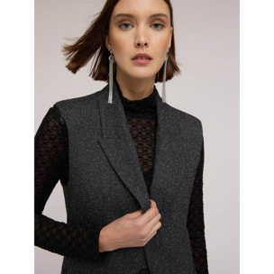 Motivi - Chaleco sartorial teñido en hilo con solapas - Gris