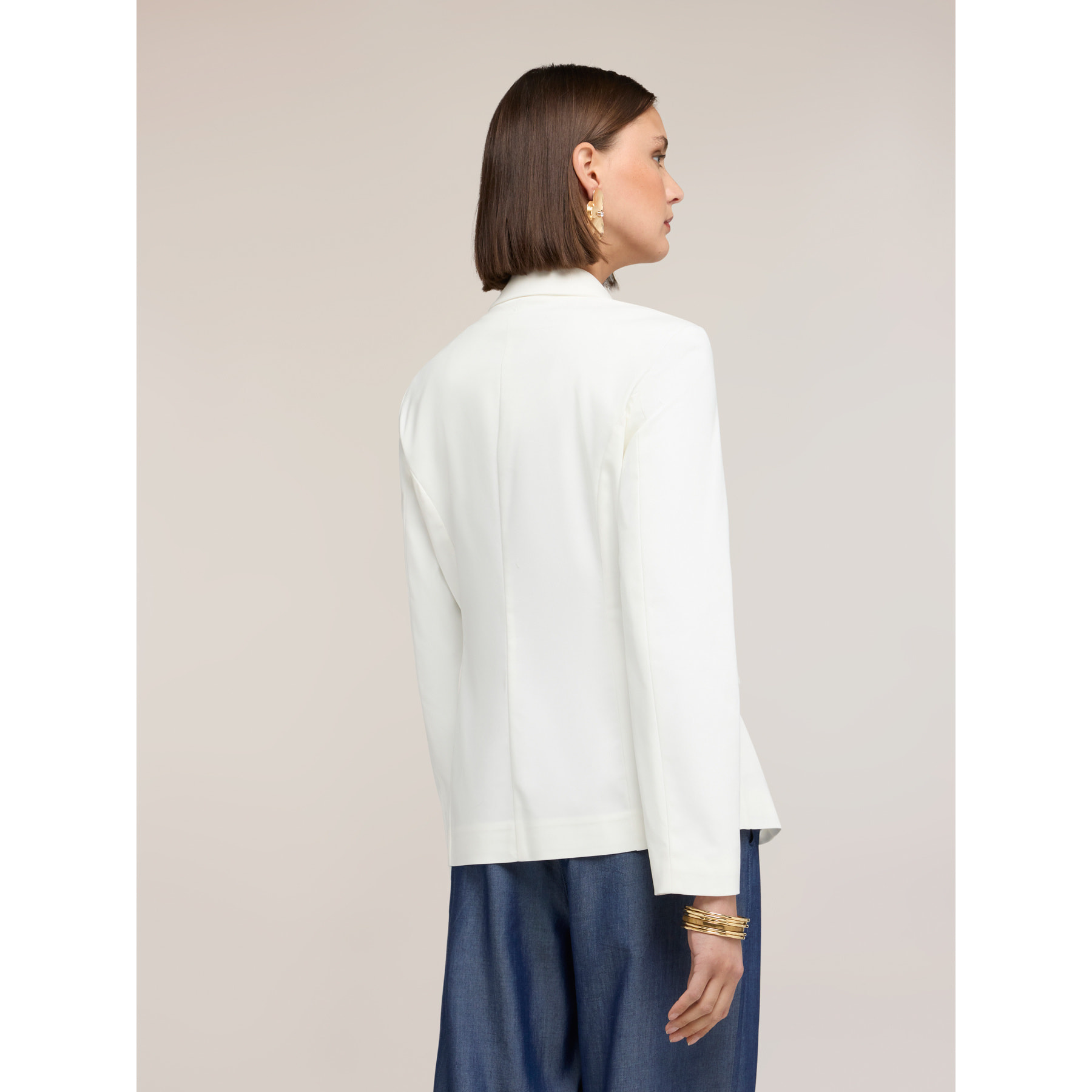 Motivi - Blazer strutturato in misto cotone - Bianco