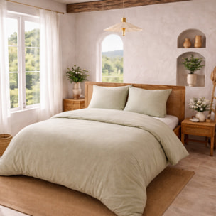 Parure housse de couette 3pcs 100% coton lavé vintage slub tajunie naturel