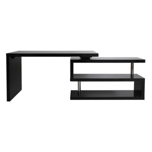 Bureau modulable design noir laqué L140-218 cm MAX