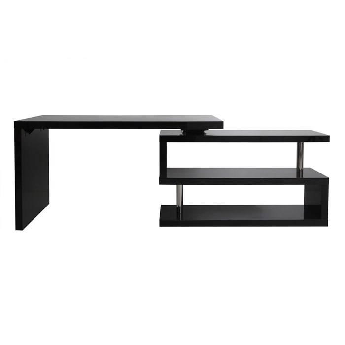 Bureau modulable design noir laqué L140-218 cm MAX