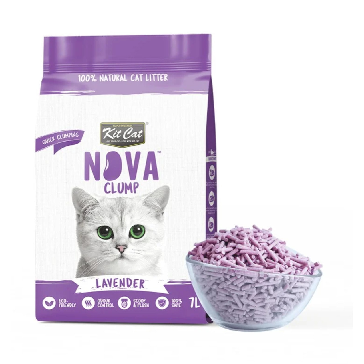 Pack 6 Kit Cat Arena Eco Nova - Lavender 7 L Arena para gatos