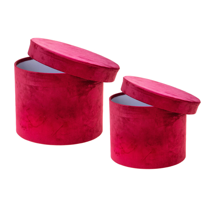 Set di 2 Cappelliere Velluto 26X20/23X18 Cm - Pezzi 1 - 26X20X26cm - Colore: Rosso - Bianchi Dino - Decorazioni Varie