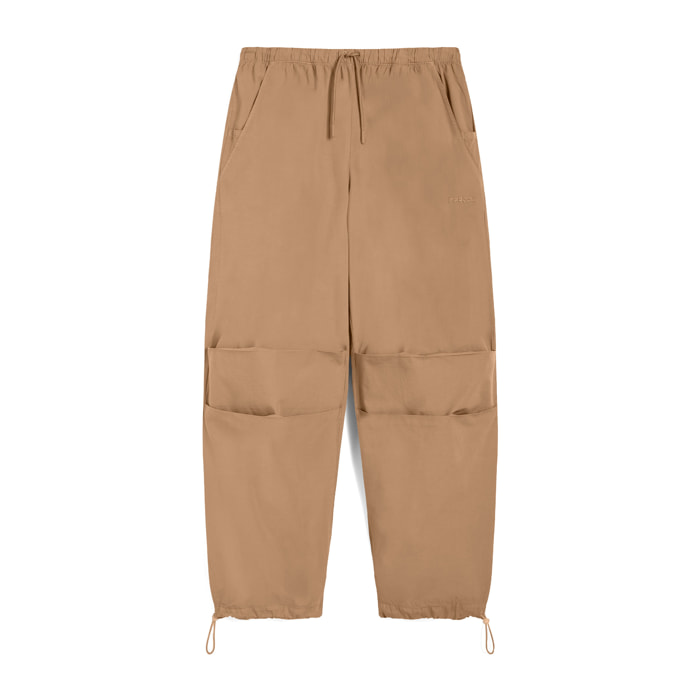 Pantaloni parachute pants in popeline con coulisse sul fondo