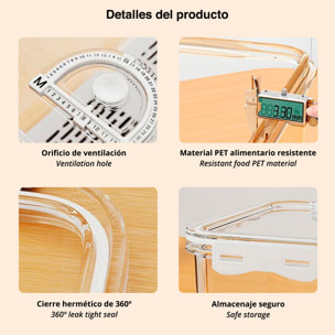 Recipiente de almacenamiento transparente con identificador de fecha y rejilla interior