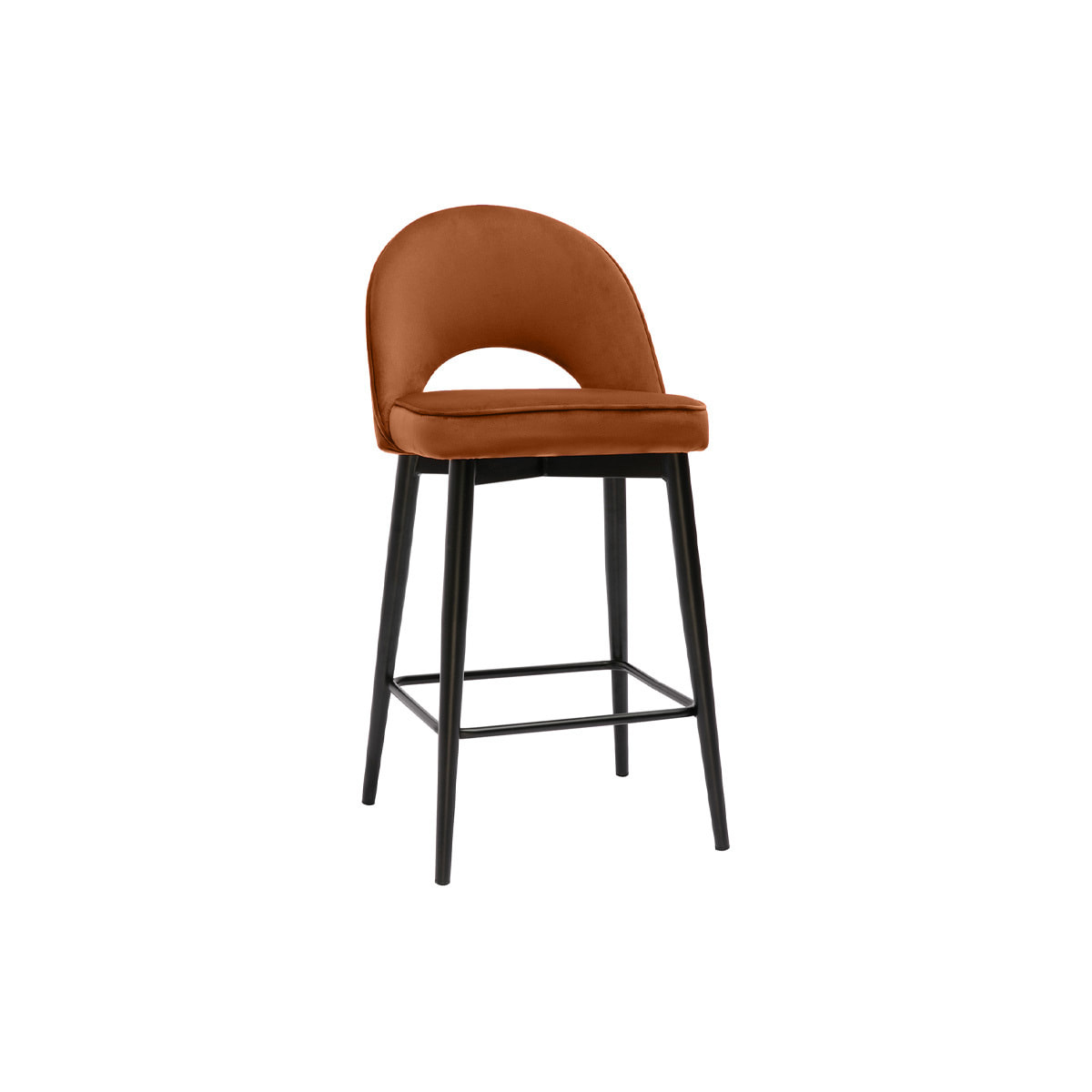 Tabouret de bar design en velours terre brûlée et métal H69 cm BELLEROSE