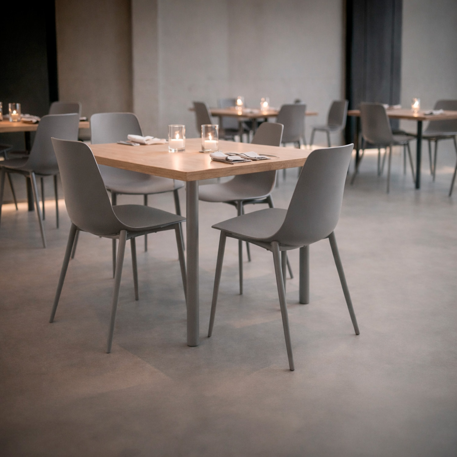 Set 4 Sedie Moderne Con Schienale Ergonomico In Polipropilene E Gambe In Metallo Cucina Sala Da Pranzo Soggiorno 87 x 53 x 49 Cm Grigio Scuro