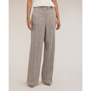 Motivi - Pantaloni palazzo in misto lino con piega stirata - Grigio