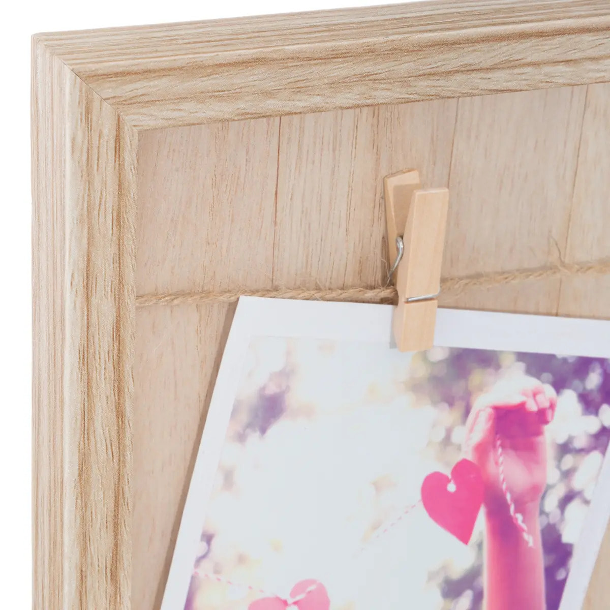 Porte-photos "Telma" en bois et corde 48x48cm