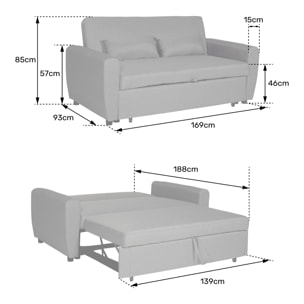 Canapé convertible en velours côtelé vert 2 places MATT