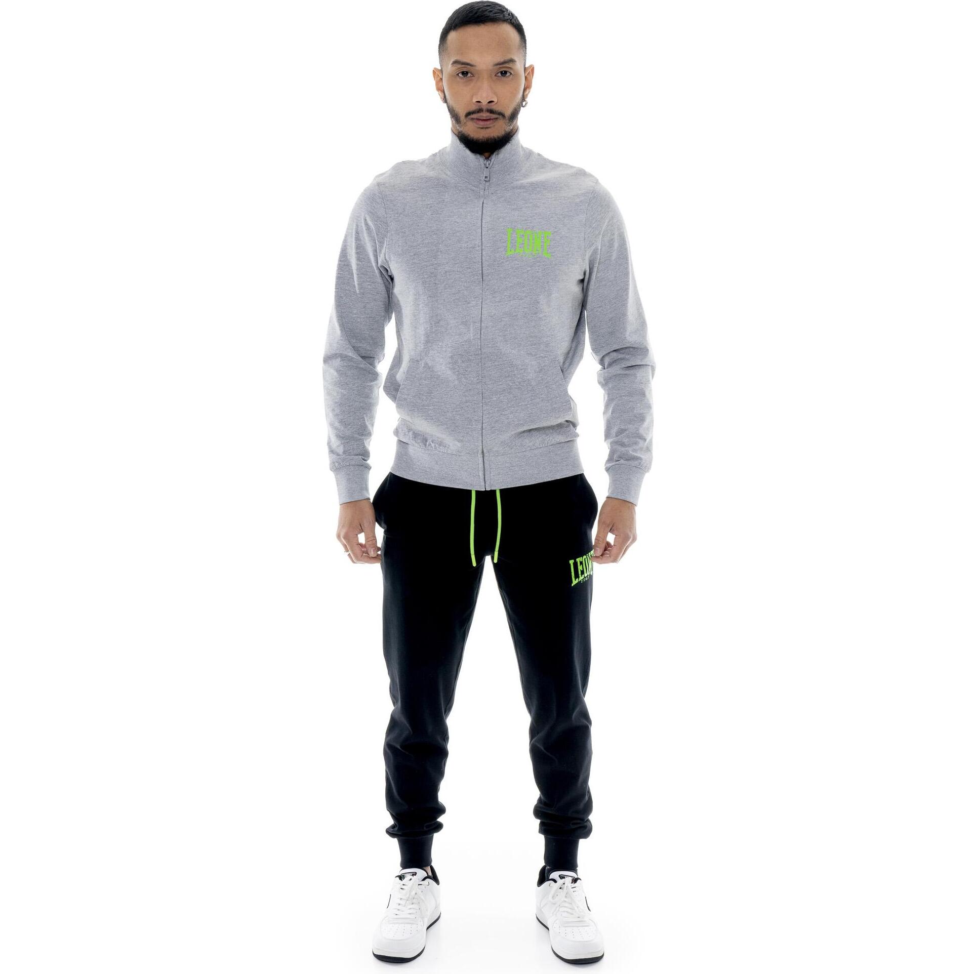 Chándal de hombre Leone HJ de algodón no perchado con cuello y cremallera