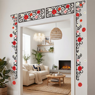 Stickers Muraux décoration adhésifs fleurs en frise