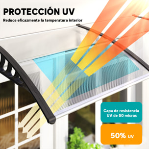 Marquesinas Exterior para Puertas y Ventanas 200x96x27 cm Tejadillo de Protección contra Sol y Lluvia con Soporte de Aleación de Aluminio PP Policarbonato Transparente