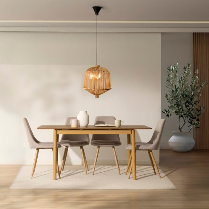 Table à manger extensible Marcus -tableau en tôle naturelle de chêne-couleur chêne 120 x 75 x 80 cm