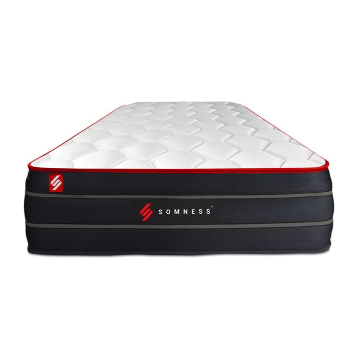Matelas Hybride - Confort équilibré et accueil enveloppant - 26 d'épaisseur, 7 zones de confort - Soutien point par point - 1 place