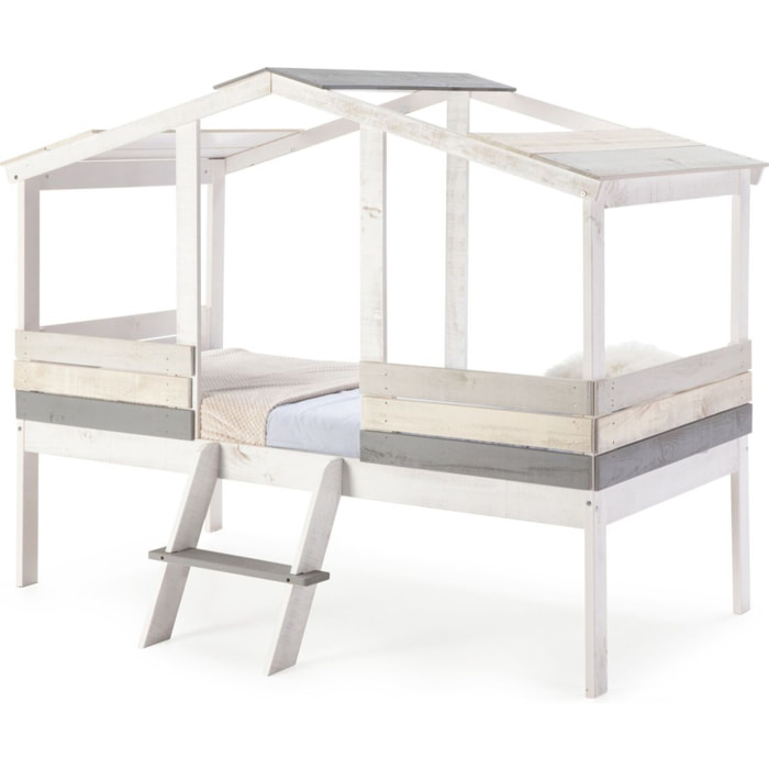 Lit cabane enfant rustique en bois  - MARTIN