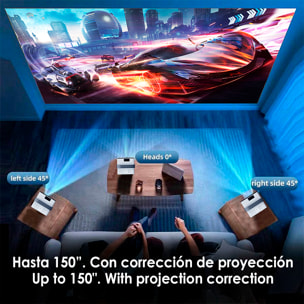 Proyector LCD Wifi 5G IMAX, Android 7, soporta 4k. 120 ANSI Lumens. Duplicación de pantalla.