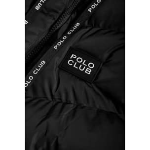 Chaleco negro con capucha envolvente y detalles Polo Club