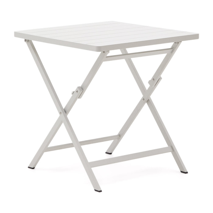 Kave Home - Tavolo da esterno pieghevole Torreta in alluminio con finitura grigio chiaro 70 x 70 cm